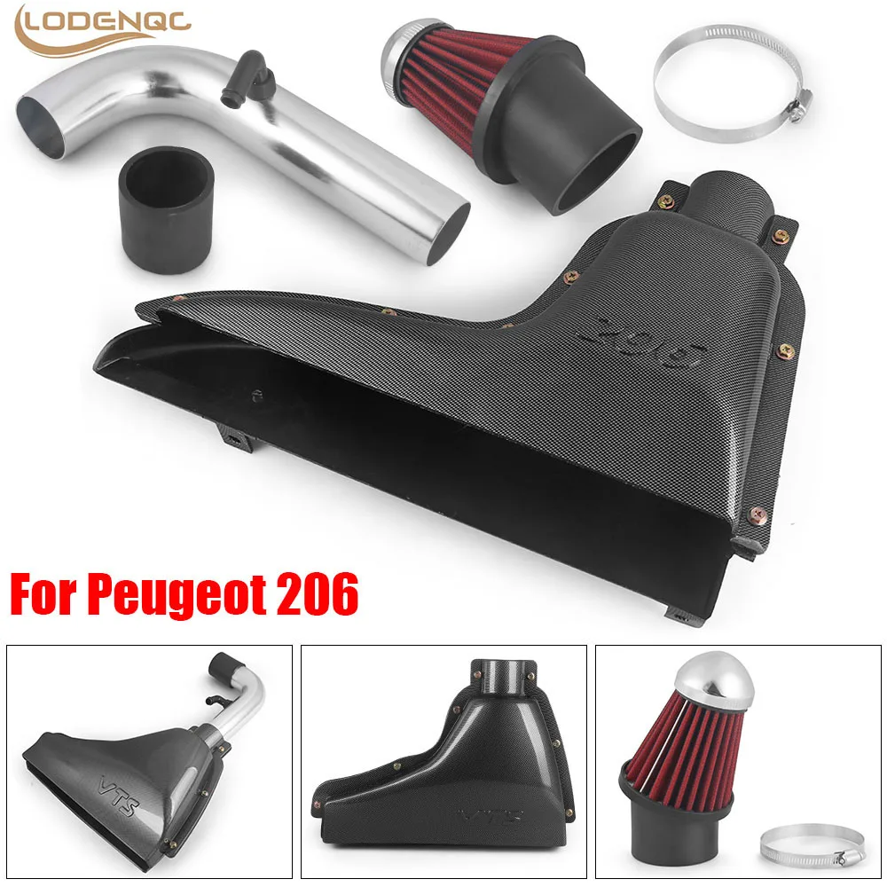 High Flow Air Inlet Systems Intake Box Air Filter For Peugeot 206 1.6L 98-06 VTS Fiber Style Car Parts