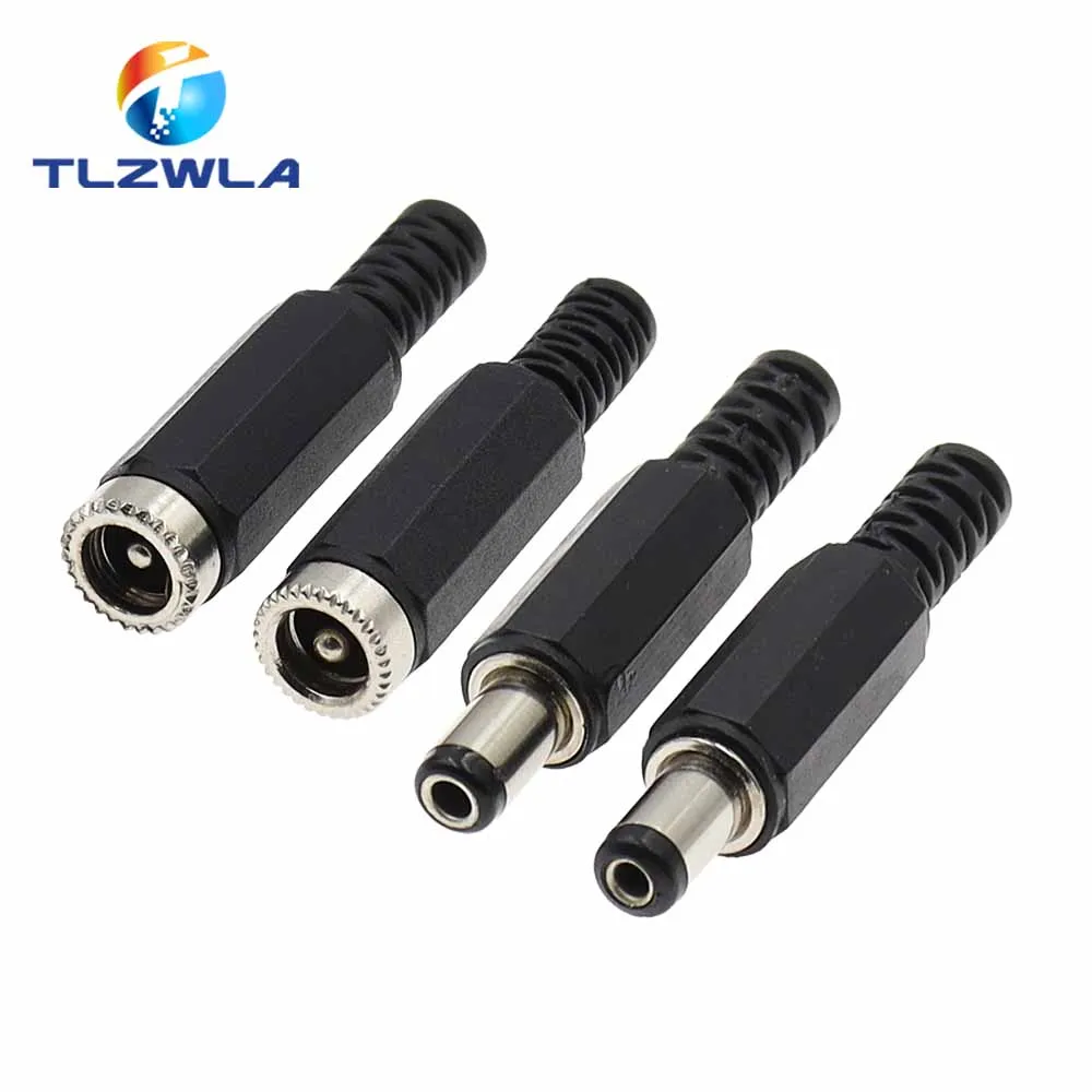 10PCS 24V 12V 3A Plastic Male Plugs + Female Socket Panel Mount Jack 5.5x2.1mm DC Power Connector Electrical Supplies 5.5*2.5