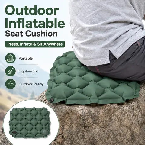 Inflatable Seat Cushion Portable Camping Seat Pad Waterproof Moisture Proof Lightweight Foldable Chair Mat