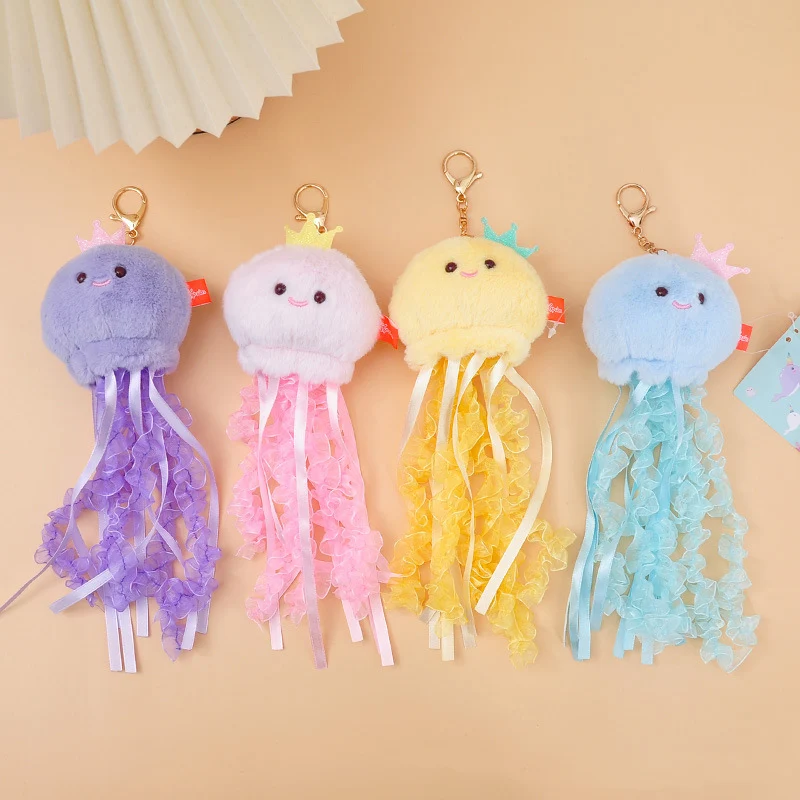 Cute Animal Keychain Cartoon Jellyfish Octopus Keychain For Women Girls Fashion Plush Keychain Pendant Backpack Decoration Gifts