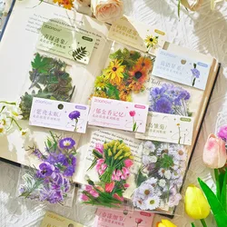 Journamm 40pcs/pack PET Flowers Stickers Plant Stickers Daisy Decor Stationery for Junk Journal DIY Scrapbooking Label Stickers