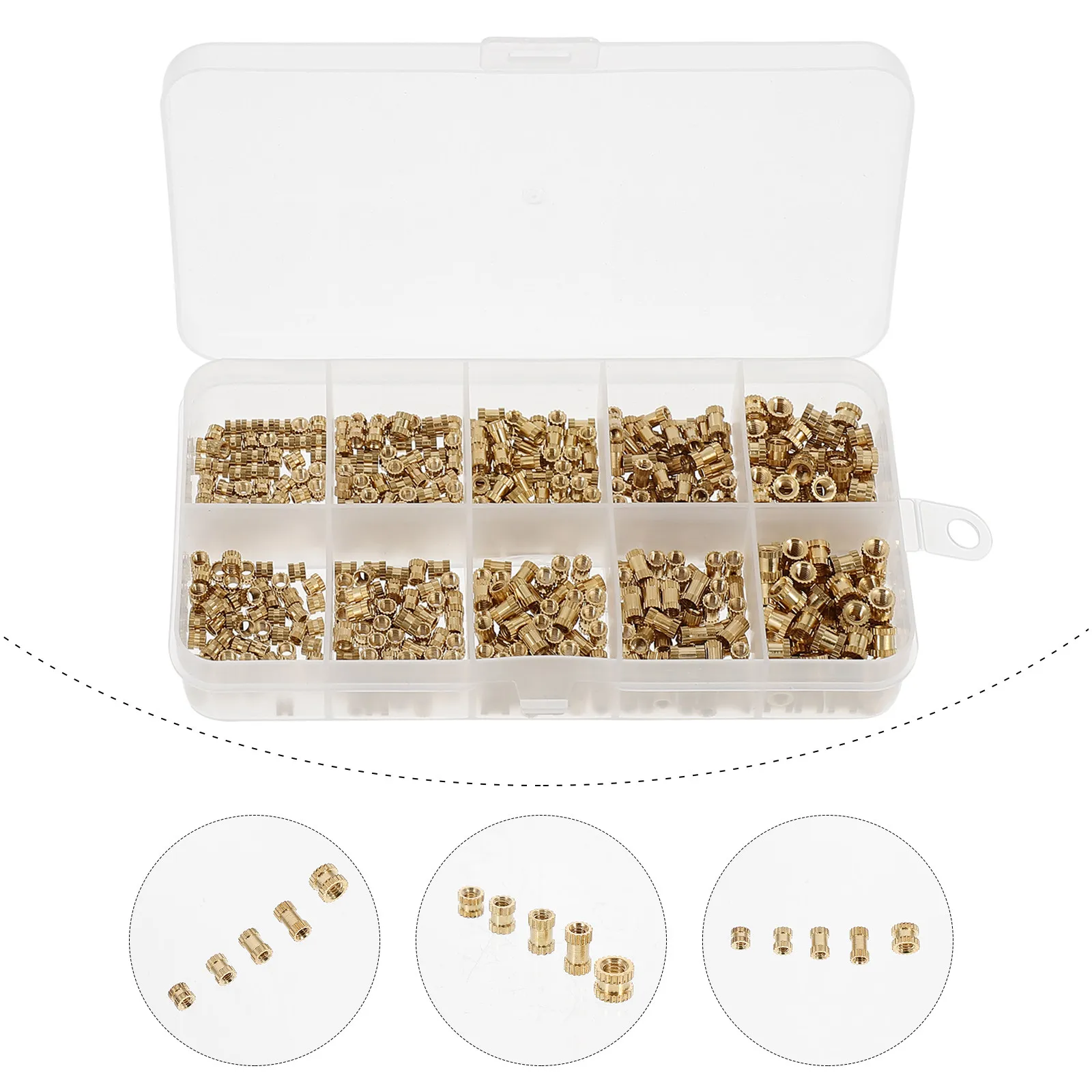 500Pcs Knurled Threaded Inserts Nut Flanged Non-Slip Wood Furniture Connecting Fastener for Pine Plywood Solid Wood Cabinet