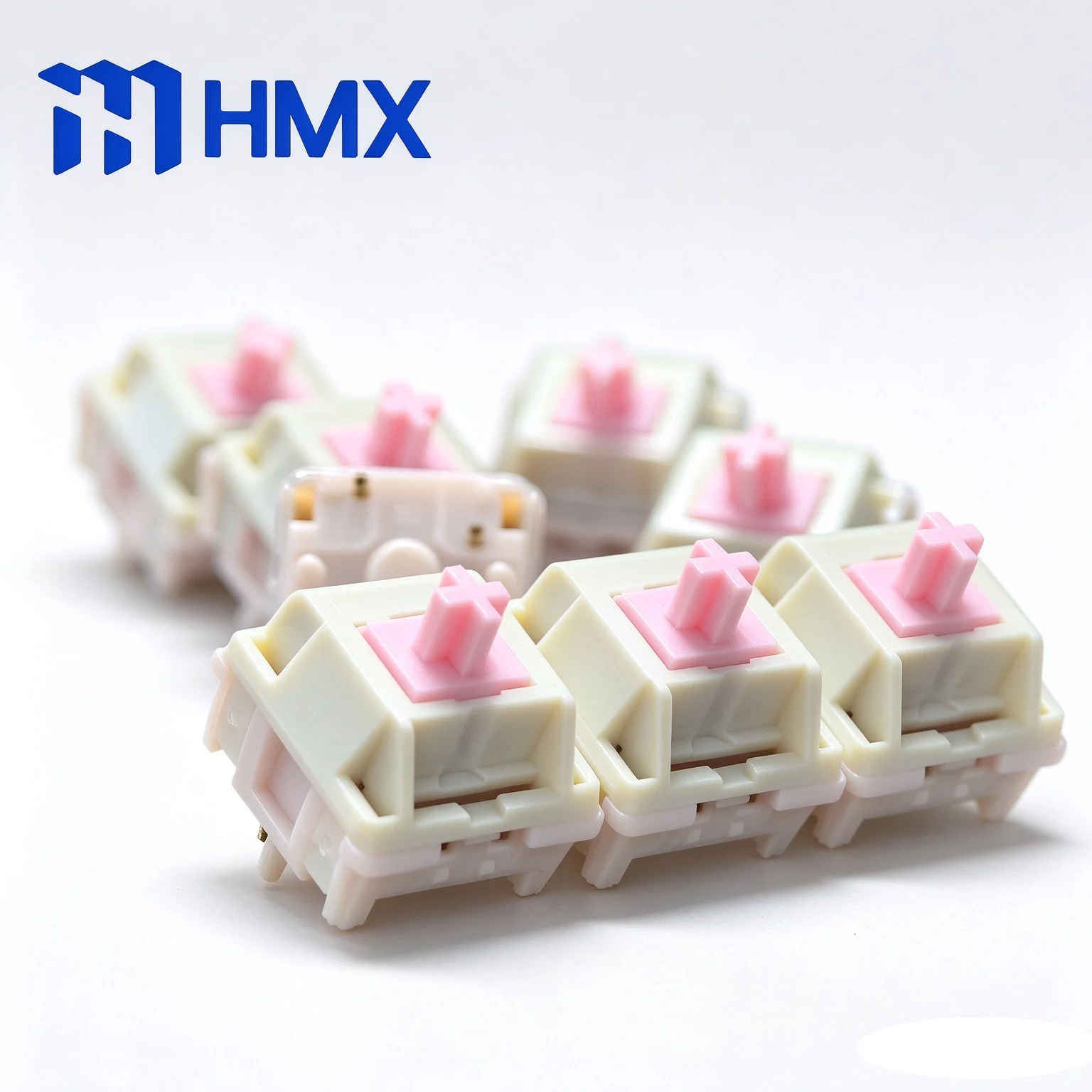 HMX Milk Sakura Switches 45g 5 Pins Thocky Clack HiFi Linear Keyboard Switch Modified Version LY PA12 Mechanical Keyboard Switch