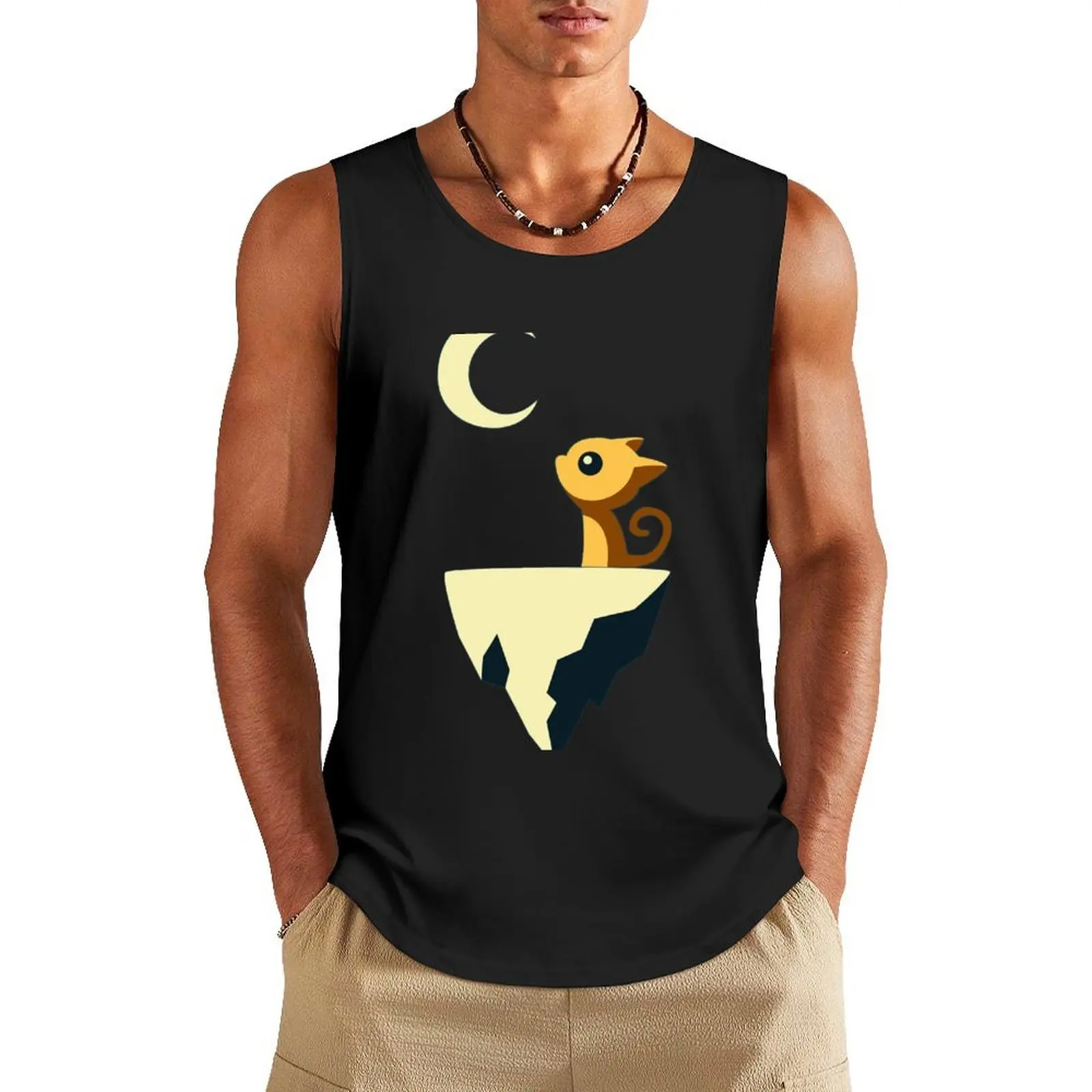 

Moon Cat Tank Top muscular man gym Men's t-shirts training weight vest