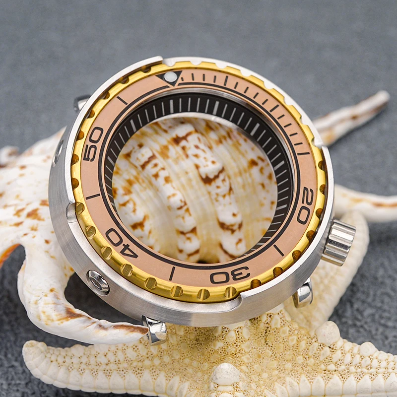 Caja de reloj enlatada de atún modificado de plata para Monster Tuna Marinemaster prostex SNE497 SNE518 SNE535 se adapta al movimiento NH35 NH36