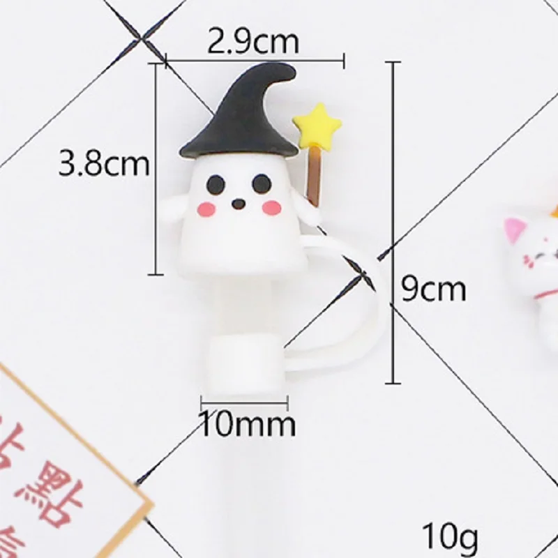 1Pcs Halloween Straw Cover Cap for Stanley Cup,Cute Ghost Halloween Straw Topper,Portable Drinking Straws Topper Covers