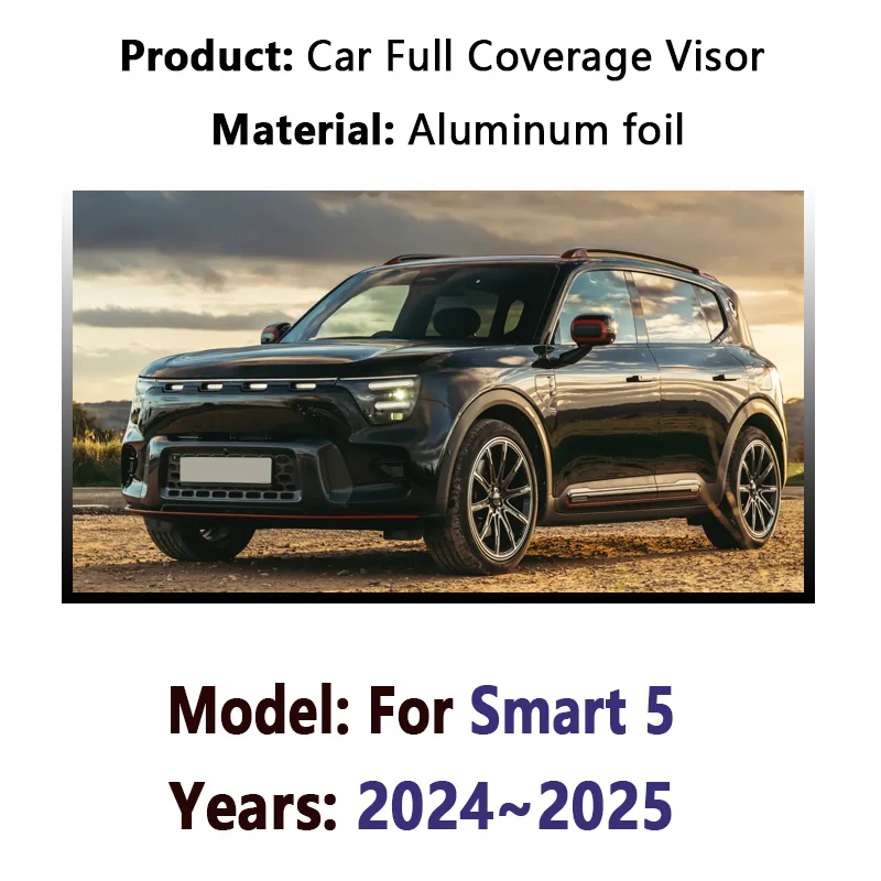 Car Sun Shade Visor For Smart 5 2024 2025 Anti-UV Full Window Sunshades Cover Sunscreen UV protection Interior Auto Accessories