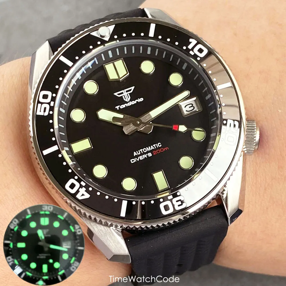 

Tandorio Diving Automatic Watch For Men NH35 Movement Date Luminous Sapphire Crystal 20BAR Waterproof 42.5mm reloj hombre