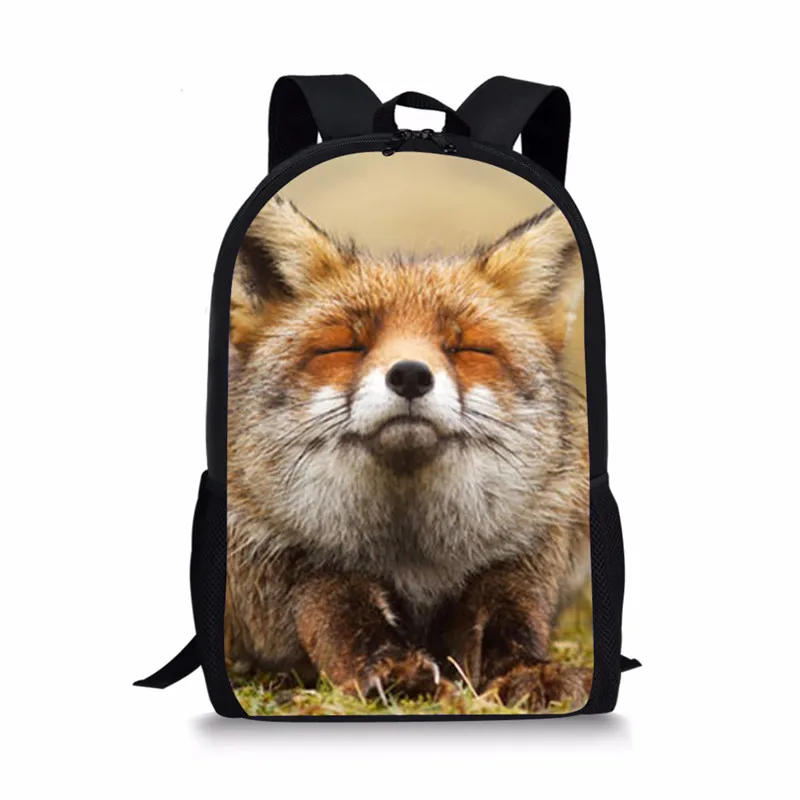 Cute Animal 3D Fox Pattern Mochila para meninos e meninas, bolsa de escola, bolsa de livro de estudante, bolsa casual diária do adolescente