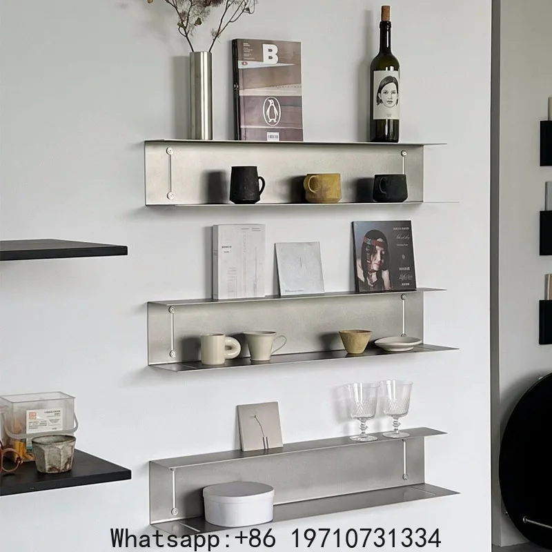 

Stainless Steel I-Shaped Wall Holder Floating Display Rack for Shop Modern Industrial Storage Solution Space-Saving Decor Shelf