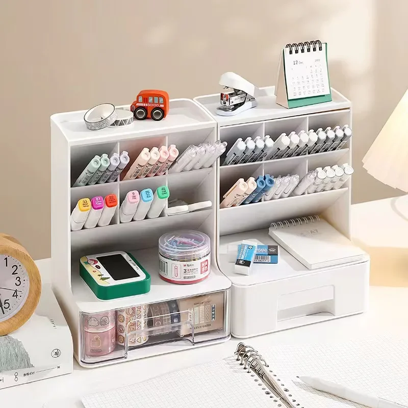 Multifuncional Desktop Pen Holder, Office Storage Box, Multi Grid Box, papelaria Student, Storage Rack, Grande Capacidade