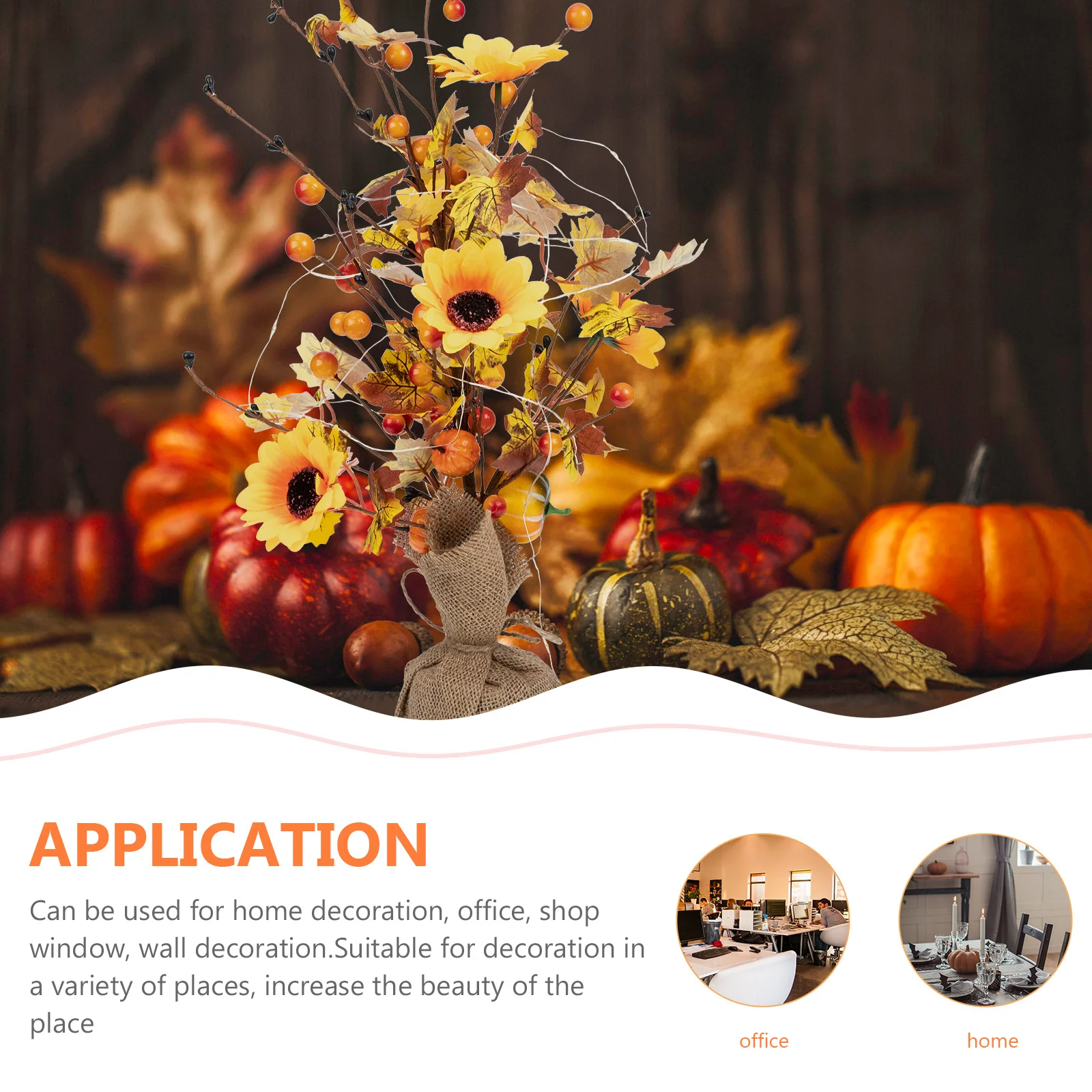 

CHILDWEET LED Maple Tree Wall Light Powered Warm White Cordless Christmas Decor for Kids Room Plastic Yellow