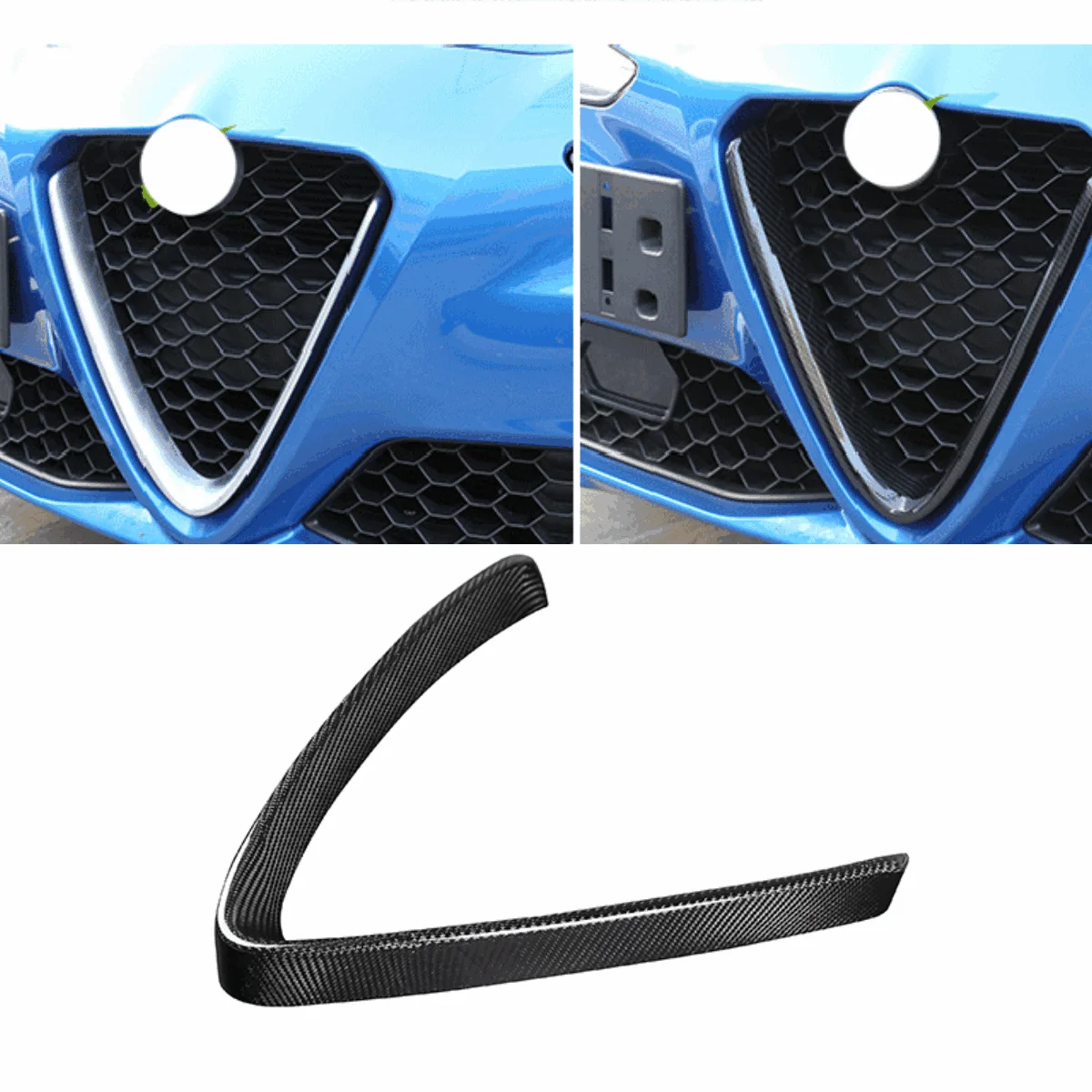 Carbon Fiber Black for Alfa Romeo Stelvio 2017-2020 Car Accessories Front Grille V Frame Trim Sticker