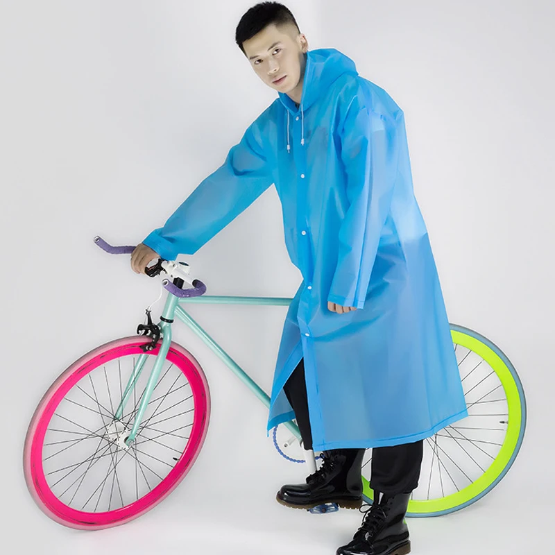 Impermeabile da uomo impermeabile da donna giacca lunga bottone EVA impermeabile con cappuccio cappotti Poncho impermeabile
