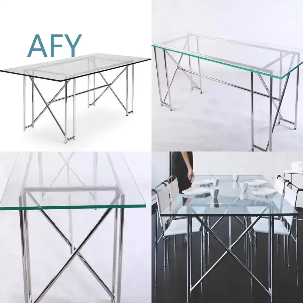 Bauhaus Glass Office Desk for Modern Minimalist Workspace Stainless Steel Meeting Table for Home Office Rectangular Study