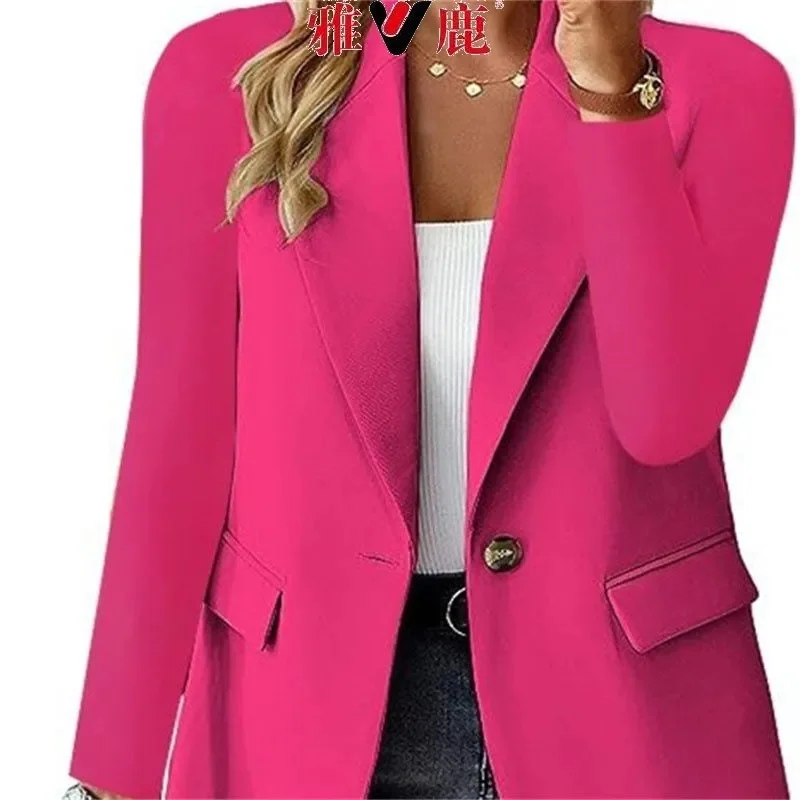 Women Blazer Office Ladies Elegant Outwear Long Sleeve Work Wear Classy Female Pink Suit African Autumn Fashion 2025 New