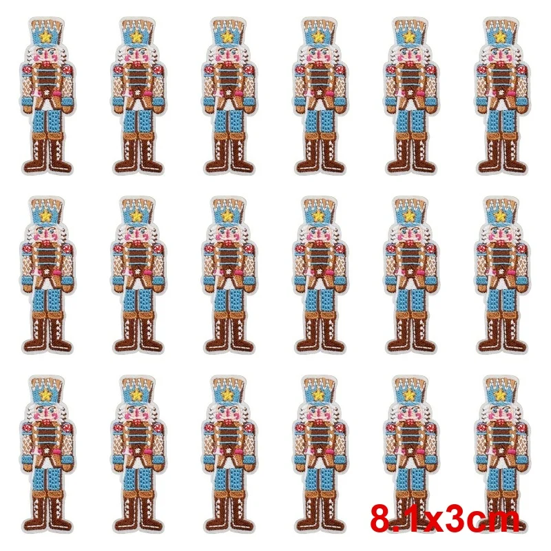 10Pcs/Lot Embroidery Patches Iron On Nutcracker Soldier Patch for Clothing Sew On Badge DIY for Jacket Jeans Shirt Gift