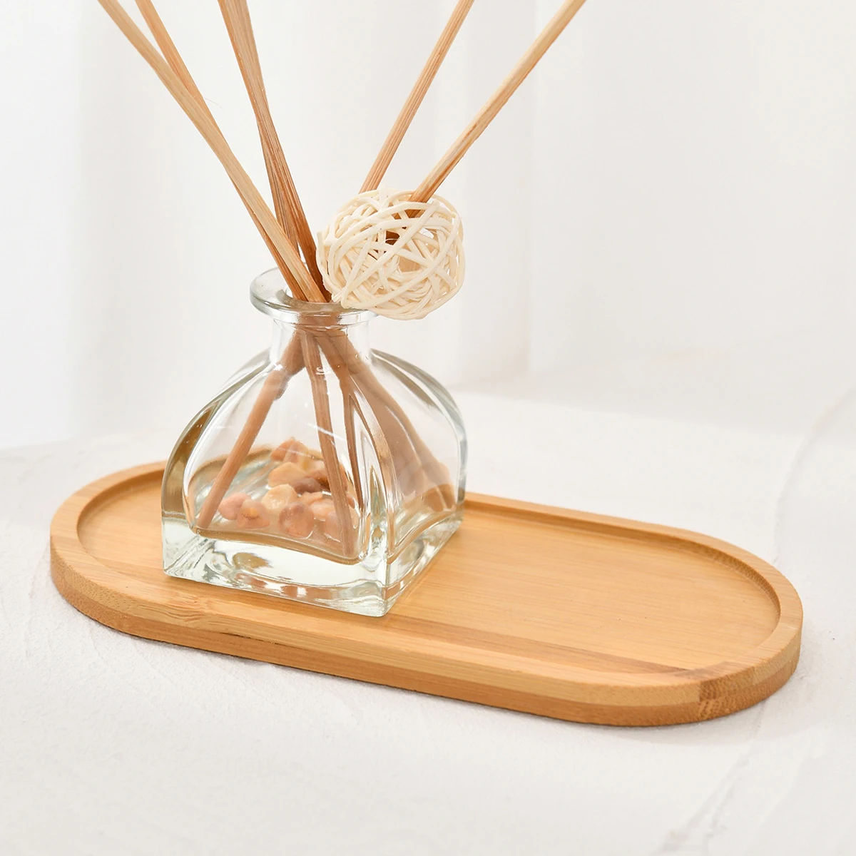 Plateau de service de thé en bambou, plateau de comptoir de salle de bain multi-usage avec bords, vanité en bambou pour commode, nourriture, café, collations, mouchoirs, bougies