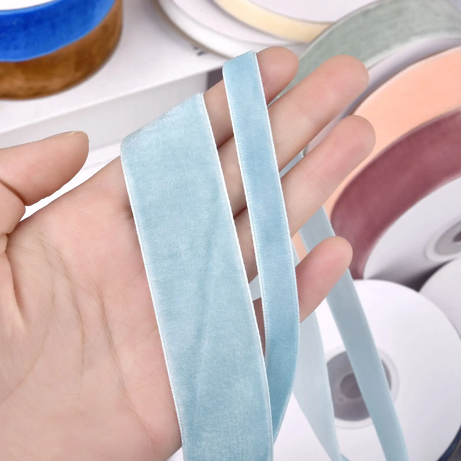 10/25mm 5Yards Roll Single Face Velvet Ribbon DIY Hair Bowknot Clothing Accessories Wedding Party Gift Wrapping Decorations Lace