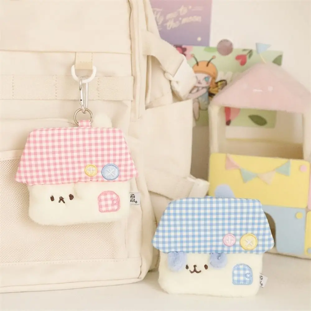 Creative House Shape Coin Purse Mini Plush Card Holder Cartoon Large Capacity Earphone Bag