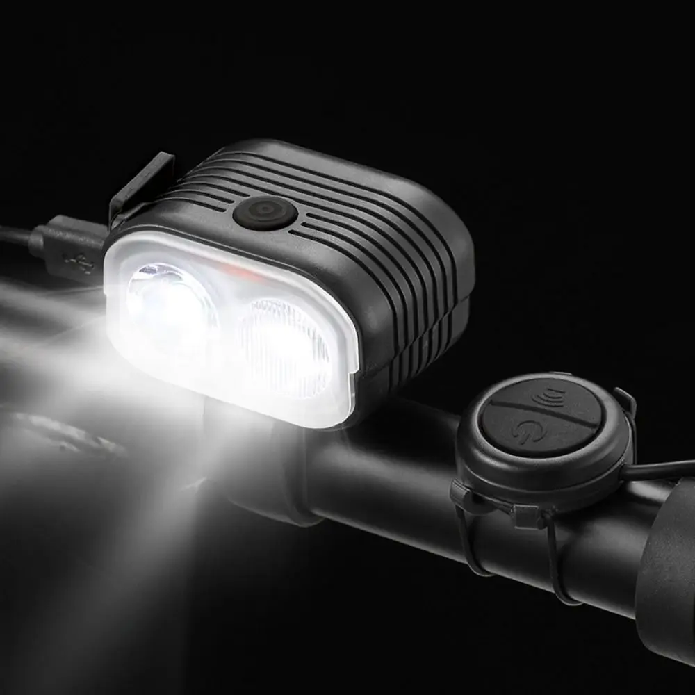 Dual Light Source Bicycle LED Headlight Waterproof Super Bright Bell Horn Lights 6 Modes 2-in-1 Bike Headlight Horn