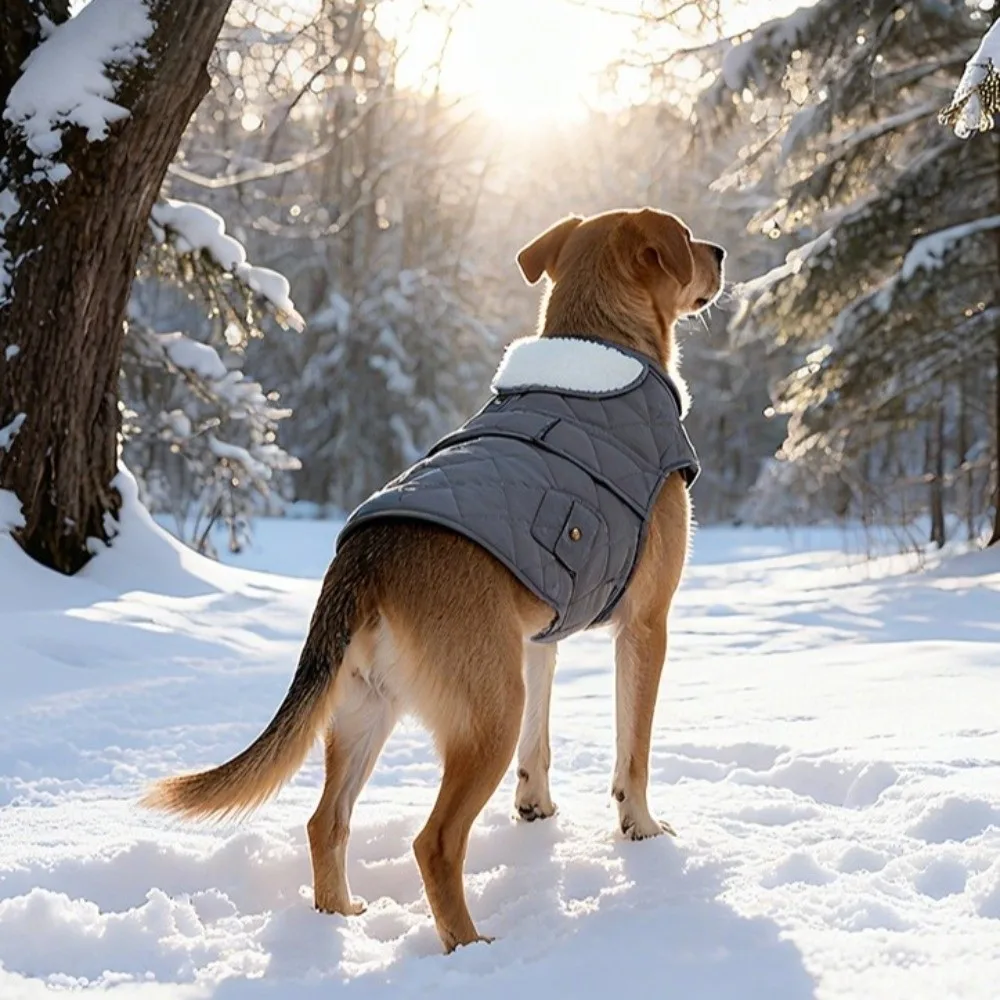 Pet Outfits Warm Dog Winter Coat Thickened Adjustable Dog Thermal Clothing Soft Fleece High Collar Dog Vest Jacket Autumn Winter