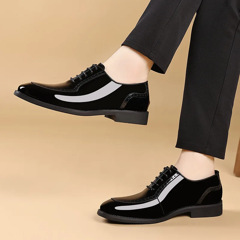 

Business Dress Leather Shoes Men Patent Leather Wedding Shoes Fashion Casual Men