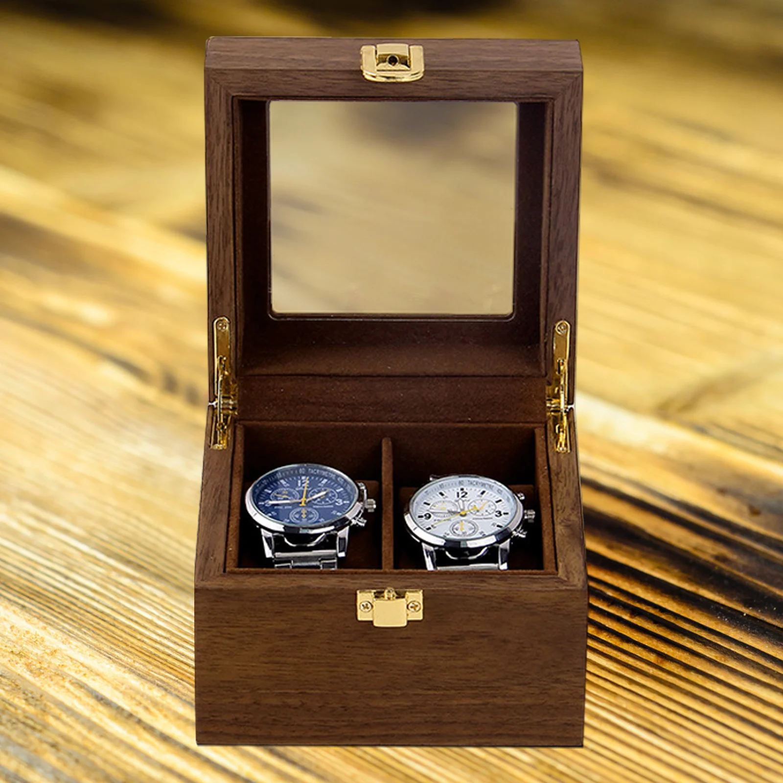 

1Pcs Luxury Watch Storage Box 2 Slots Elegant Organizer with Removable Pads for Watches and Gift Watch Display Box