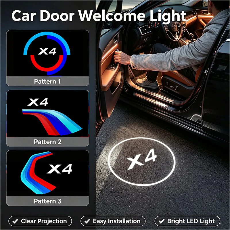 2PCS LED Light Car Logo Door Welcome Projector Lights Ghost Shadow Courtesy Lamp for BMW X4 F26 2014-2023Decor Accessories