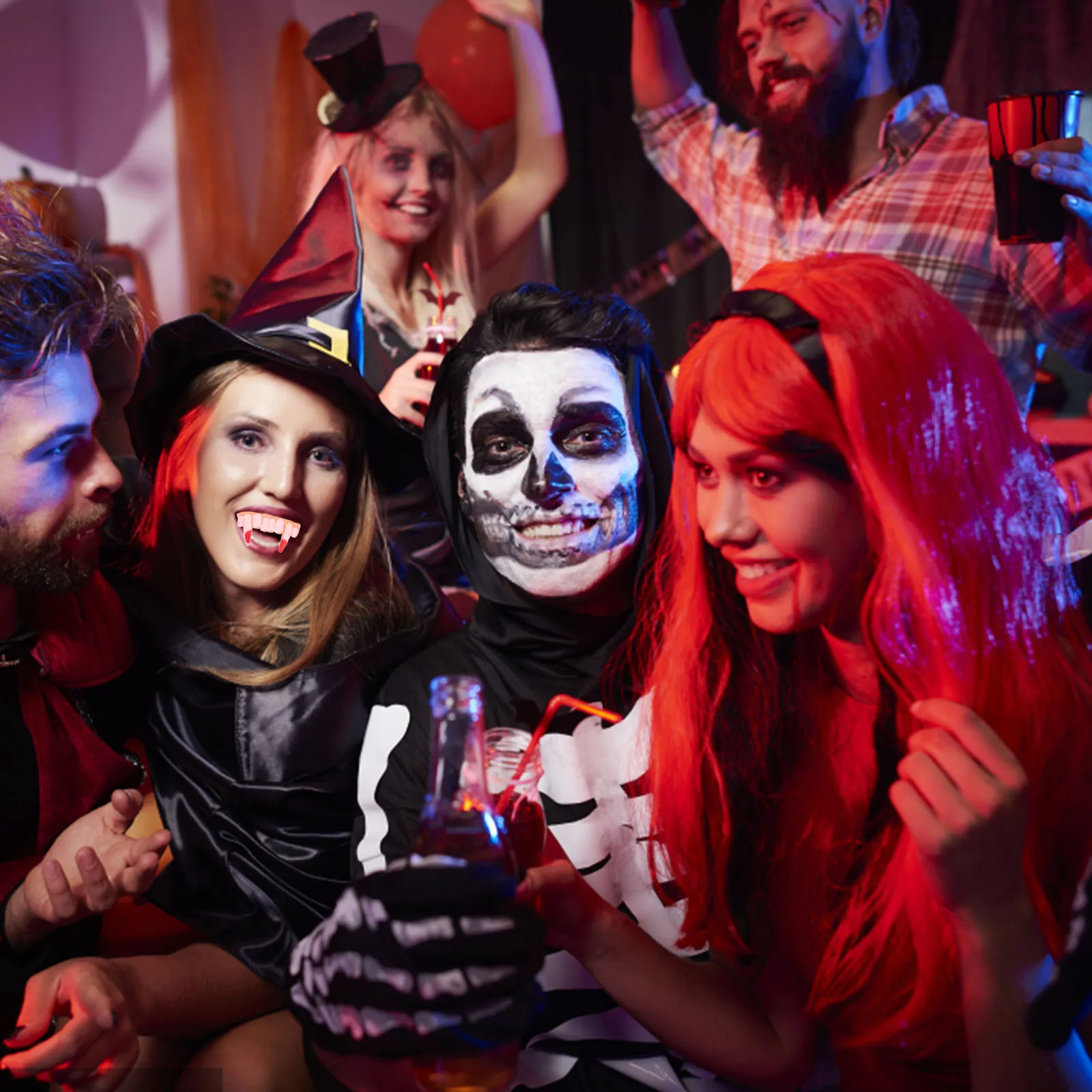 12 قطعة من إكسسوارات أطقم الأسنان للهالوين، أزياء ناعمة مزيفة على شكل أنياب مطاطية