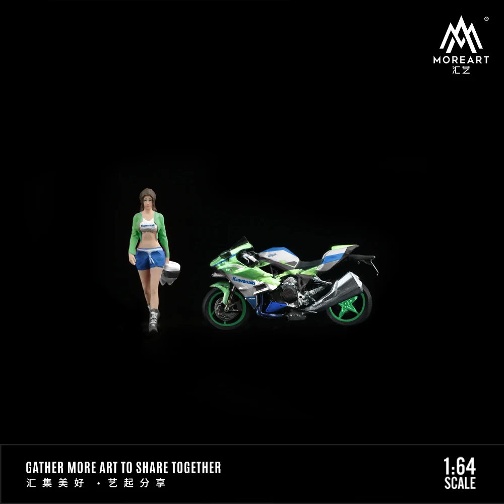 More Art1:64 Motorcycle Girl,Resin Character Model,Miniature Scene Decoration  For Display & Gift