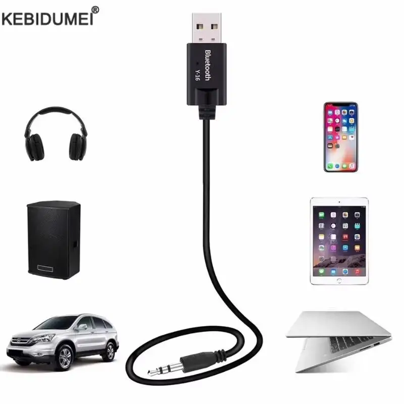 Bluetooth 5.0 Audio Receiver Car Kit 3.5MM 3.5 Jack AUX Auto Stereo Music USB Dongle Wireless Adapter for Car Speaker Amplifier