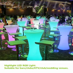 110cm Height Led Illuminated Cocktail Table Lighted Up Bar Tables Plastic Coffee Table Commercial Furniture Suppies