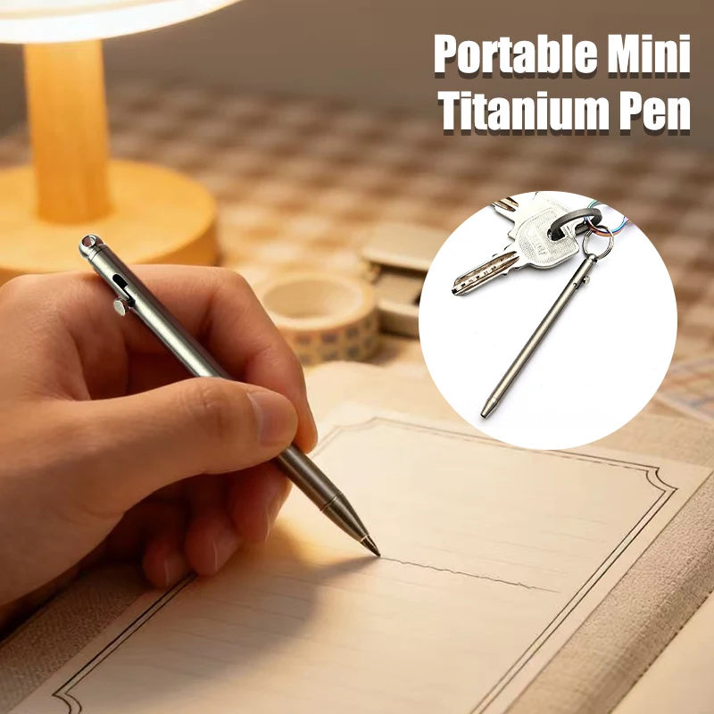 

1PC Portable Titanium Alloy Mini Bolt Pen EDC Keychain Pendant Mini And Compact Travel Pocket Pen Signature Ballpoint Pen