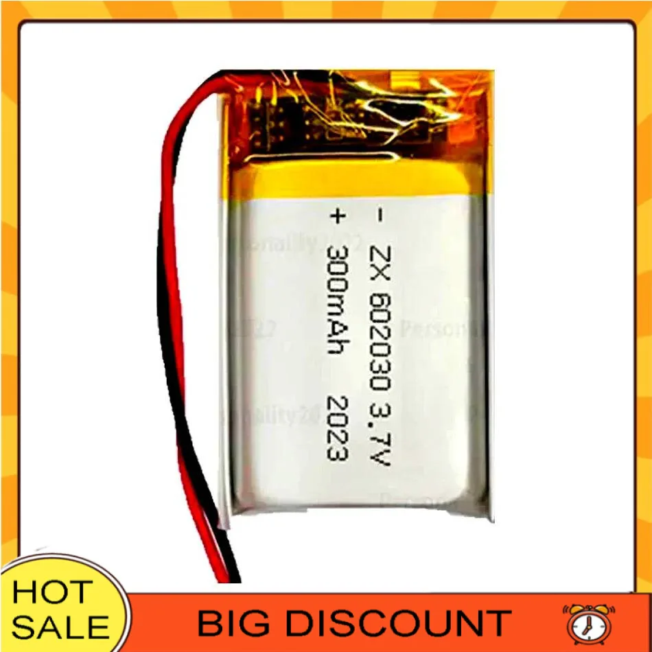 

Mp3/Mp4 Battery 602030 2 Cable, Without Connector 300mAh For Bluetooth MP3 Wireless Card Audio Recorder