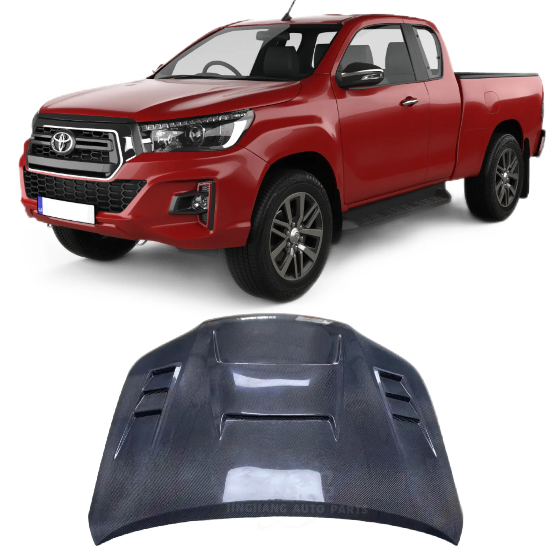

2025 NEW Wholesale Customized For-Toyota Hilux Open Hole Carbon Fiber Hood New Modified Engine Hood