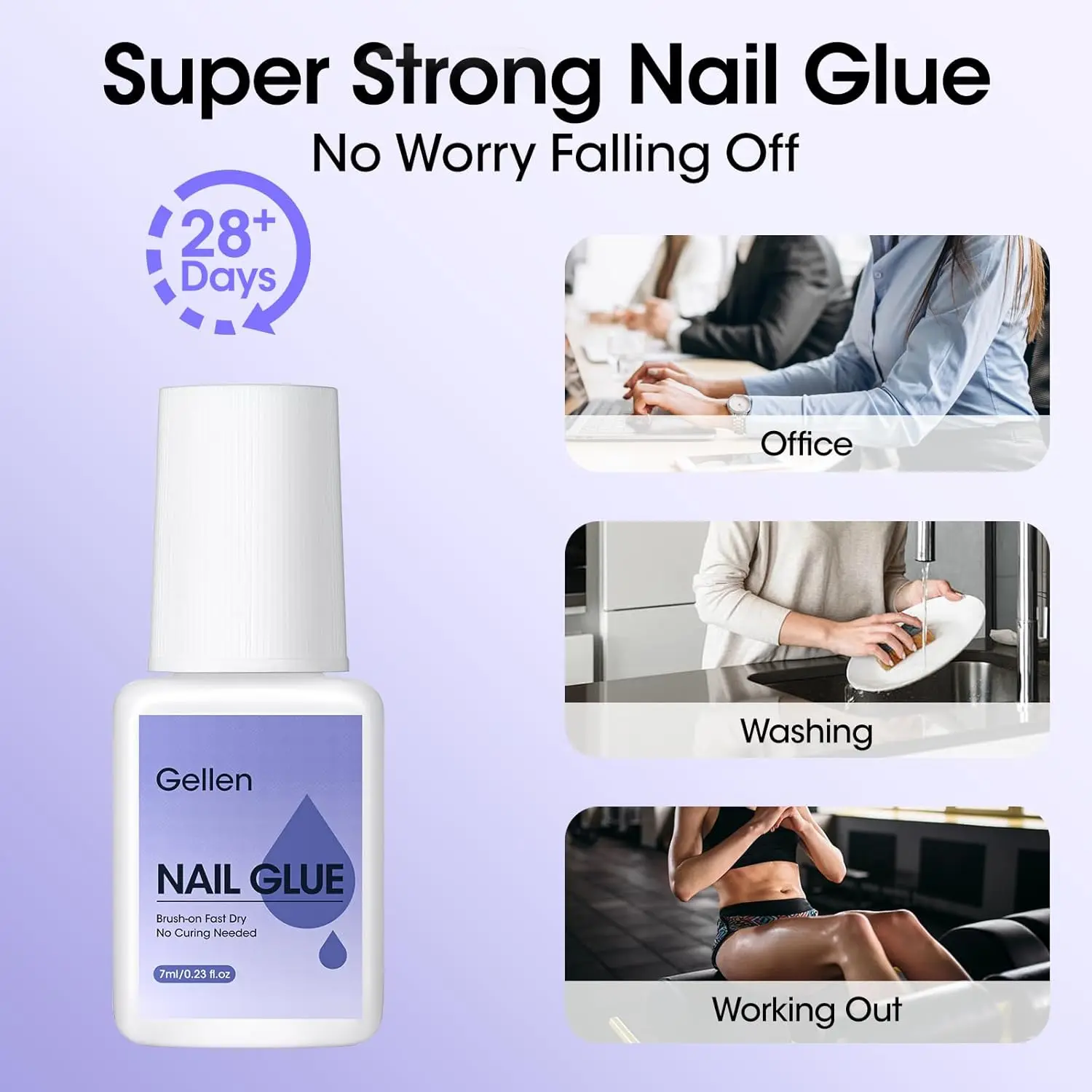 GELLEN Nail Glue Remover Kit Super Strong Formula for Press on Acrylic Tips No UV Light Quickly Glue Off Fake Nails Fast Acting