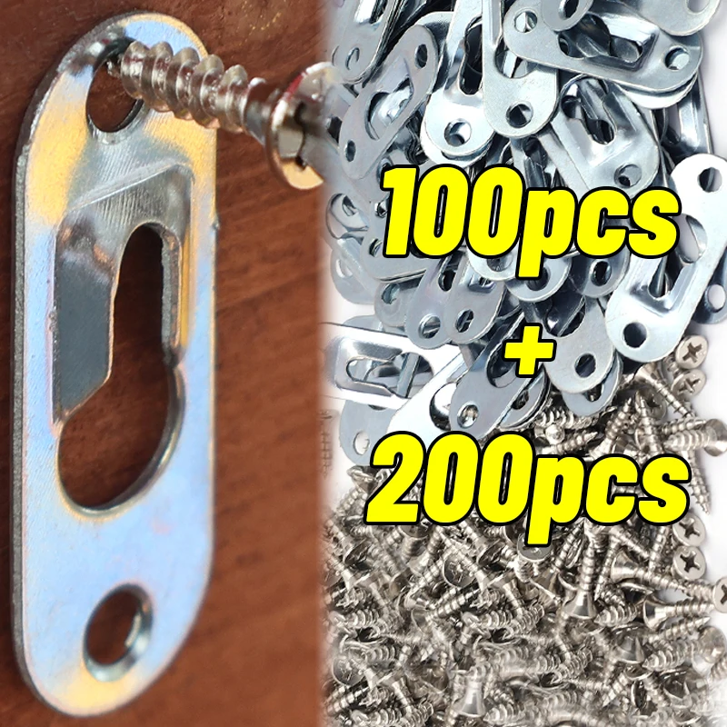 Keyhole Bracket with Screw Kit for Picture Frames Wall Hanging Nails Household Furniture Connectors Hardware Fasteners Wholesale