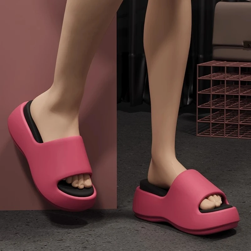 Rose Red EVA Cloud Slippers for Couples Non-slip Thick Sole Summer Wedding Indoor Home Slippers Comfortable No Odor Shoes - view 4