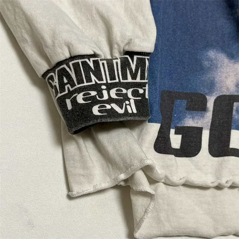 White Washed SAINT MICHAEL Oversized Pullovers Men Women 1:1 Best Quality Vintage Hoodies