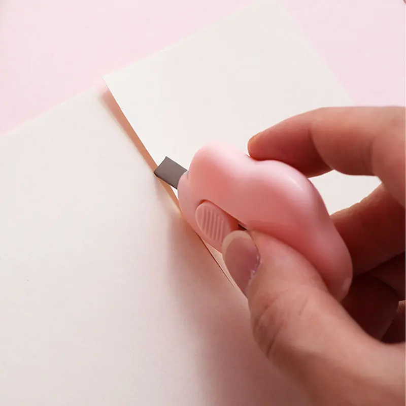 1pc ミニクラウドポータブルユーティリティナイフ開梱エクスプレスペーパーカッター切断紙かみそりの刃オフィス文具切断用品