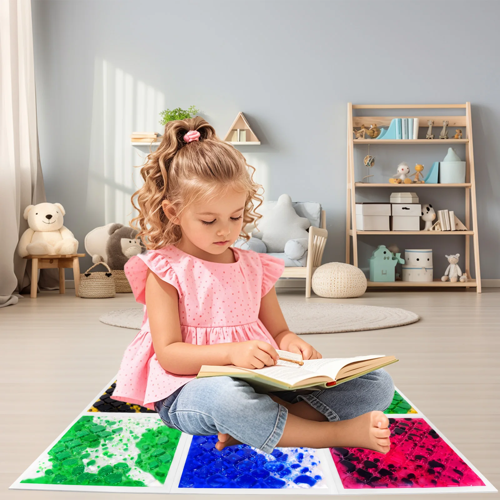 

Прочная напольная плитка для сенсорных жидкостей для малышей - нетоксичные интерактивные сенсорные напольные коврики для детей