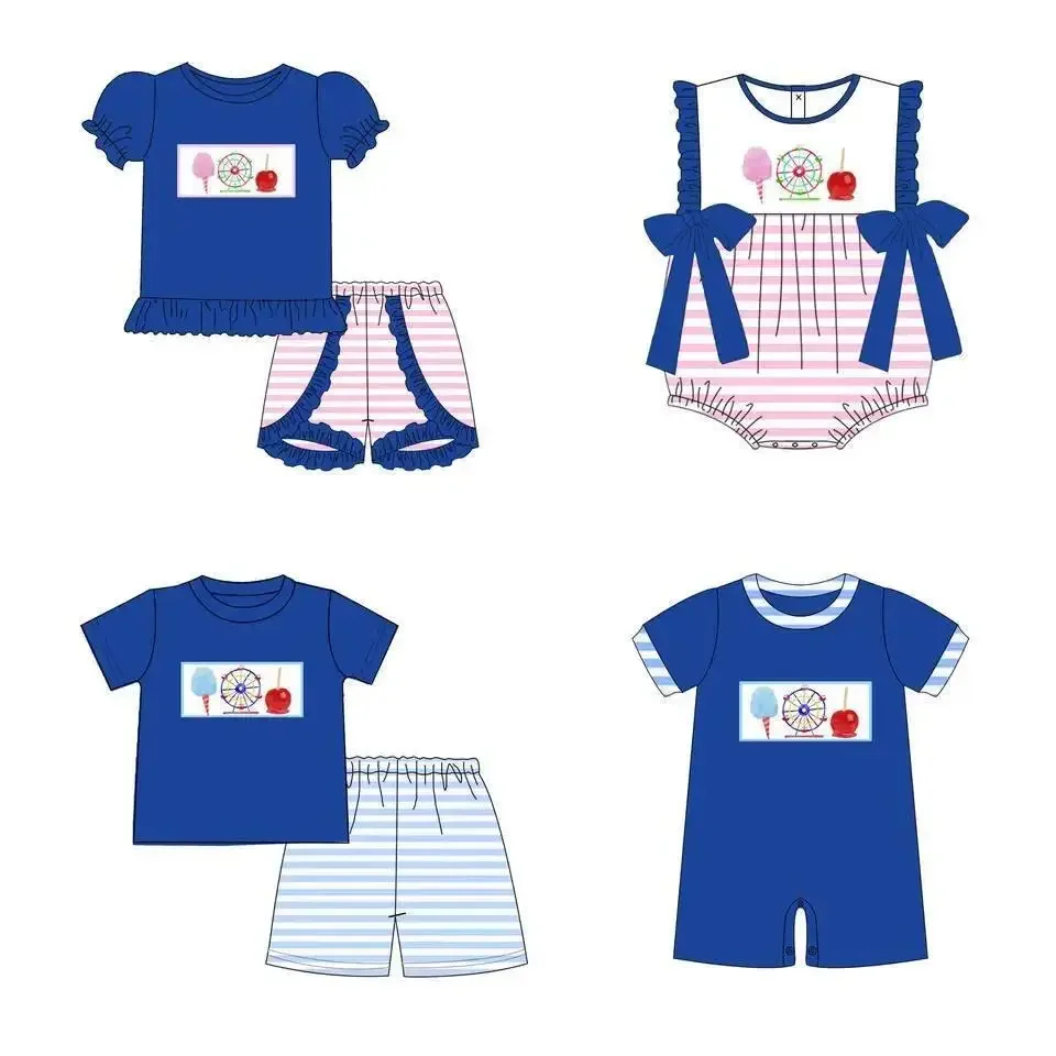 

Wholesale Children's Summer Clothing Boys Girls Matching Set 4 Piece Toddler Jumpsuit Boutique Milk Silk Clothes Wholesale