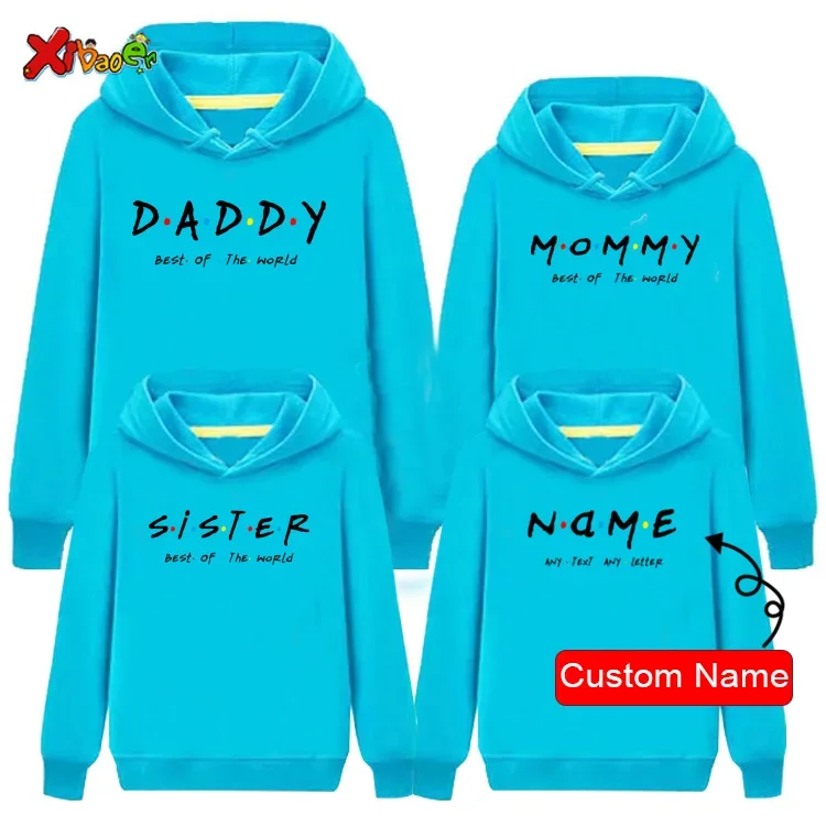 Family Hoodies Spring Clothing Family Outfit Matching Party Kids Hoodies Children Clothes Daddy Mommy Brother Friend Custom Name