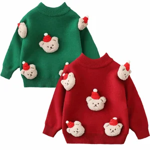 Outono inverno camisola de natal pele criança camisola do bebê da criança cardigan crianças menina menino roupas natal férias ternos outfit 8 principais vendas cardigan natal menino - №3