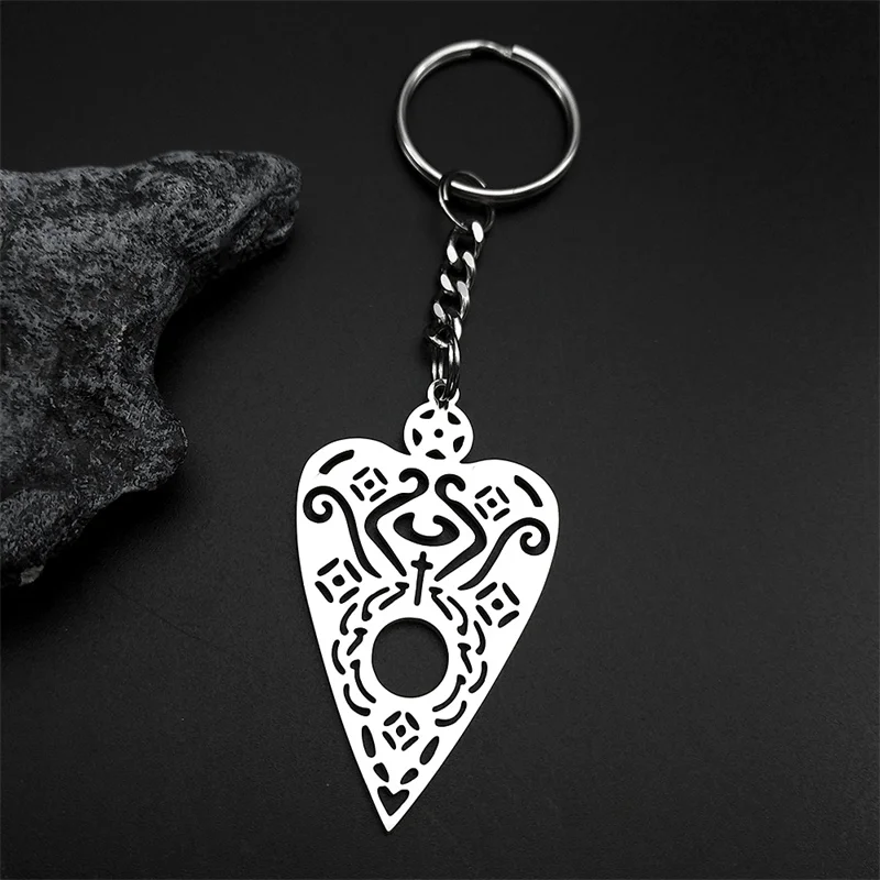 

Vintage Heart Shape Pentagram Pendant Key Chians For Women Men Stainless Steel Silver Color Hollow Cross Key Ring Jewelry