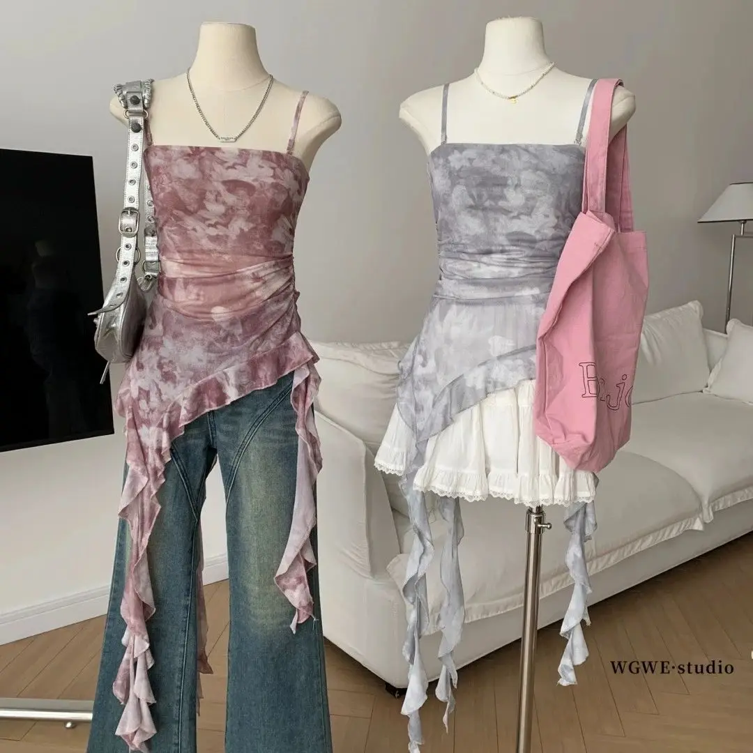 

2025 Summer new spicy girl temperament versatile loose casual sloping shoulder one shoulder striped T-shirt women's top