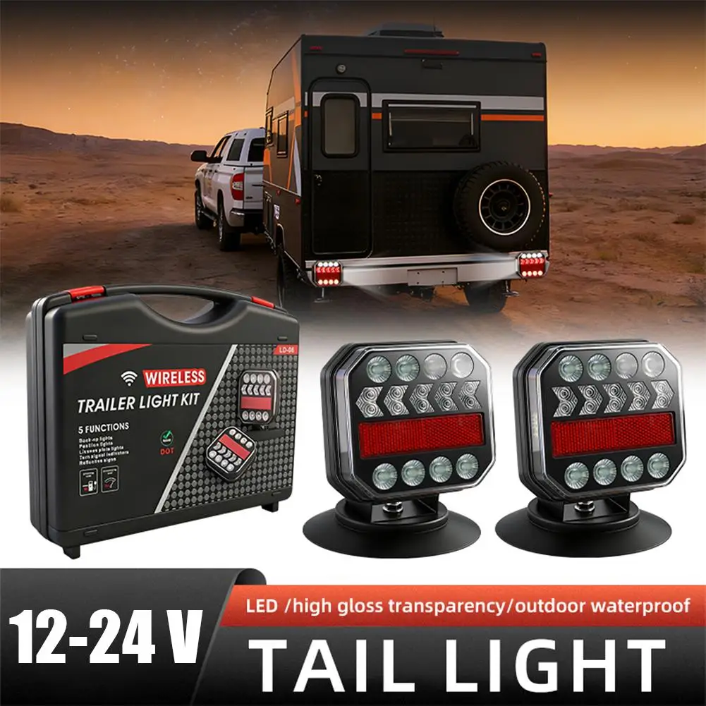 

Wireless Magnetic LED Trailer Light Kit Waterproof Magnetic Base Towing Lights For Truck RV Boat Trailer Rear Tail Light Fo Z8U3