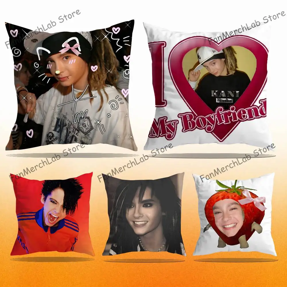 

Singer T-Tom Kaulitz Anime Pillow Case Anti-dustmite Pillowcase Invisible zipper silky short plush Sofa cushion cover