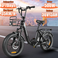 Electric Bike 500W Brushless Motor 36V13AH Lithium Battery Folding City Electric Bicycle 20 Inch Fat Tire Adult Mountain E-bike